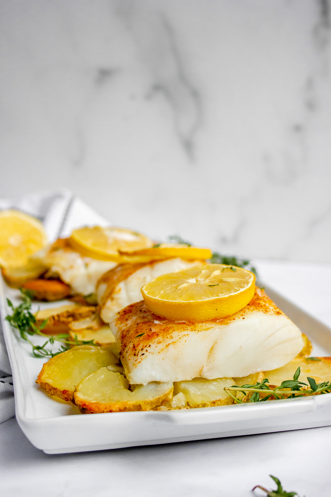 Baked Cod with Crispy Potatoes and Blistered Tomatoes - Eats by Keeks